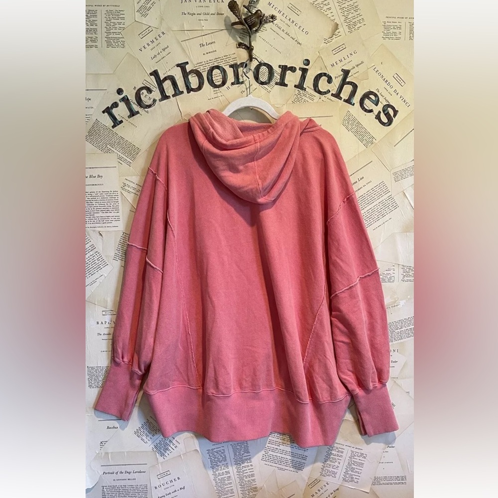Free People We The Free Camden Hoodie Oversized Zipper Up Scarlet Sun - Picture 7 of 7
